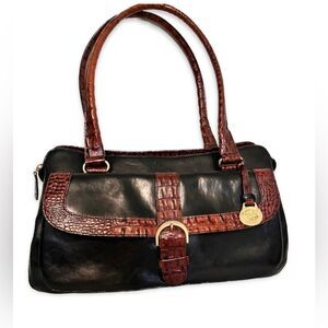 Brahmin Satchel Purse Vintage Leather and Crocodile Bag
